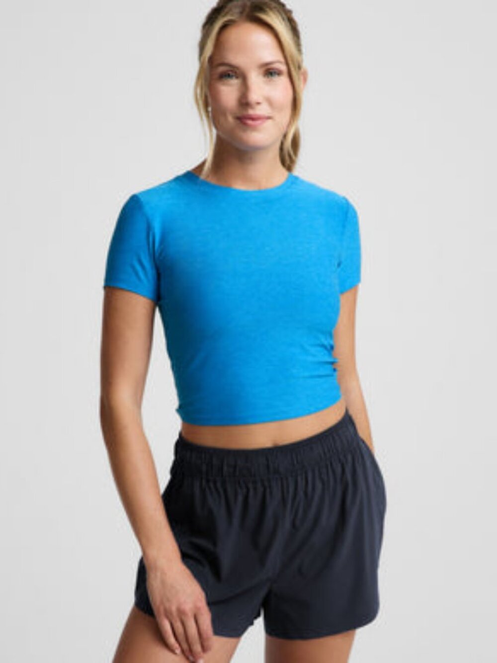 Beyond Yoga Featherweight Cropped Tee - Malibu Blue